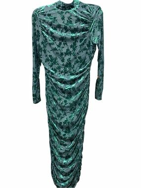 badgley mischka green velvet dress $475 Badgley Mischka Women's Green Velvet Twisted Front Sheath Dress Size 6